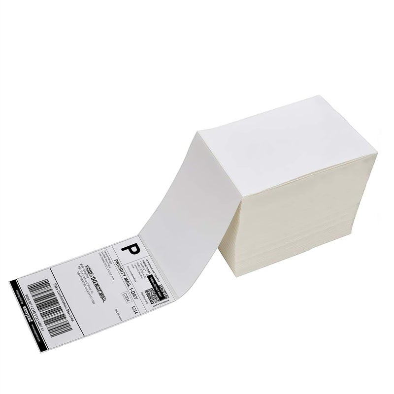 Immuson 4 x 6 Thermal Shipping Labels with Perforations, 1000 Fanfold Direct Thermal Labels, Permanent Adhesive, White Mailing Labels for Thermal Printer - Image 1